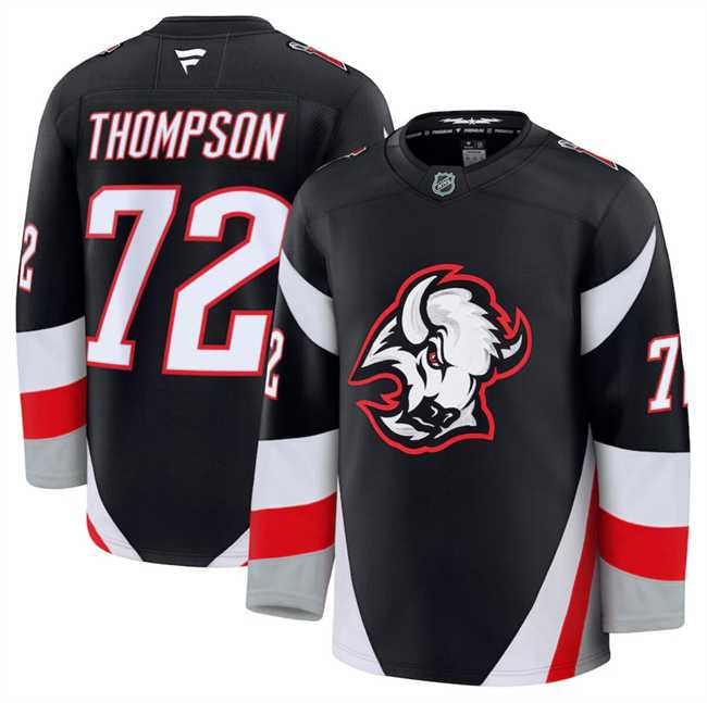 Men%27s Buffalo Sabres #72 Tage Thompson Black 2024-25 Alternate Stitched Hockey Jersey Dzhi